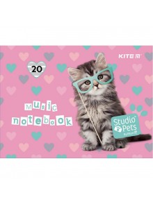 Тетрадь для нот А5, 20 листов KITE Studio Pets SP21-405